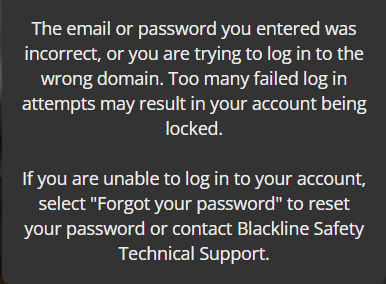 Errore di e-mail o password