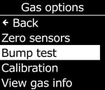 Menu - Principale - Opzioni gas - Bump Test