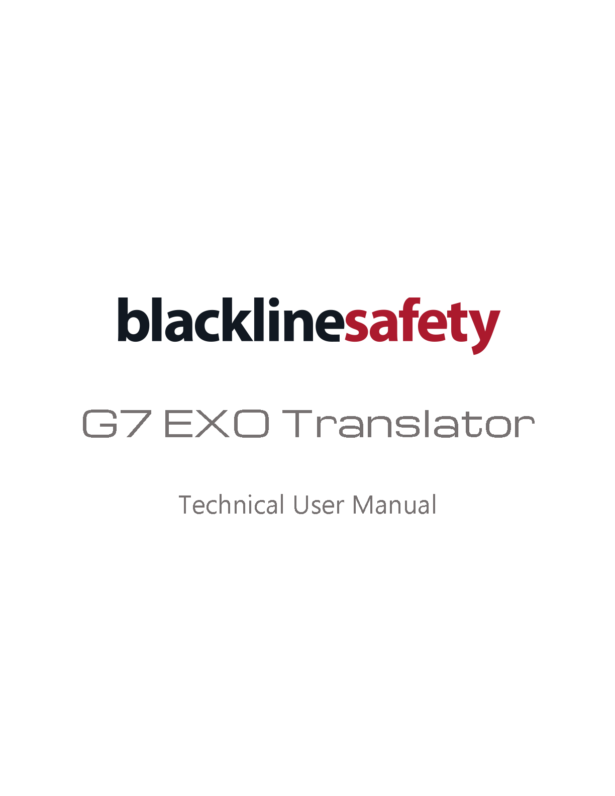 Manuale tecnico d'uso del traduttore G7 EXO Pagina di copertina